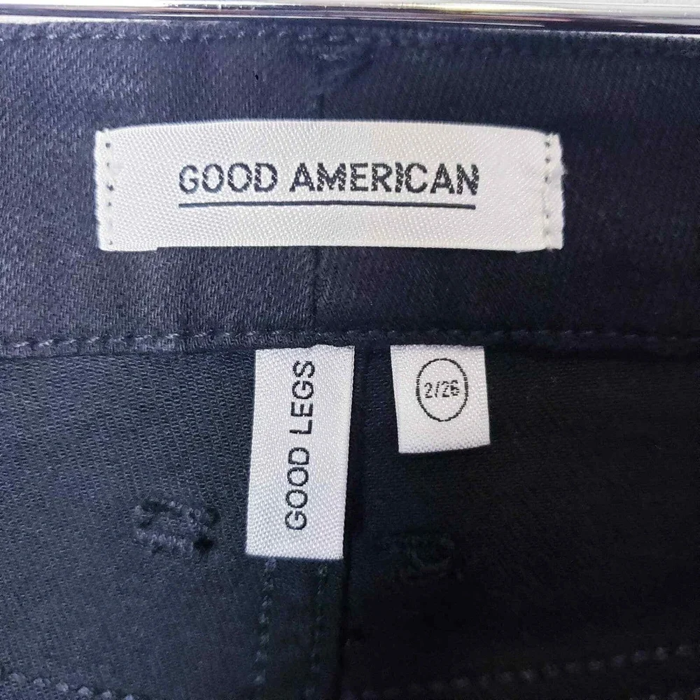 Good American Size 2/26 Good Legs Athletic‎ Metallic Stripe Jeans Black NWT